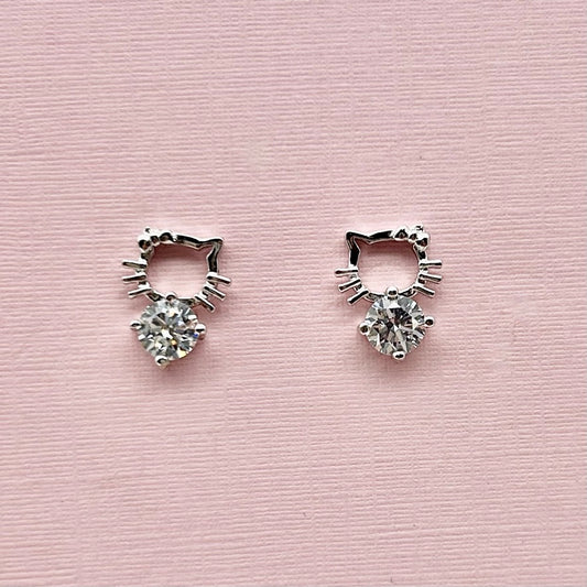 Z1447  Kitty Cat  Earrings Clear