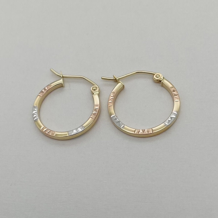 G-211   14K  Gold Hoops  17mm