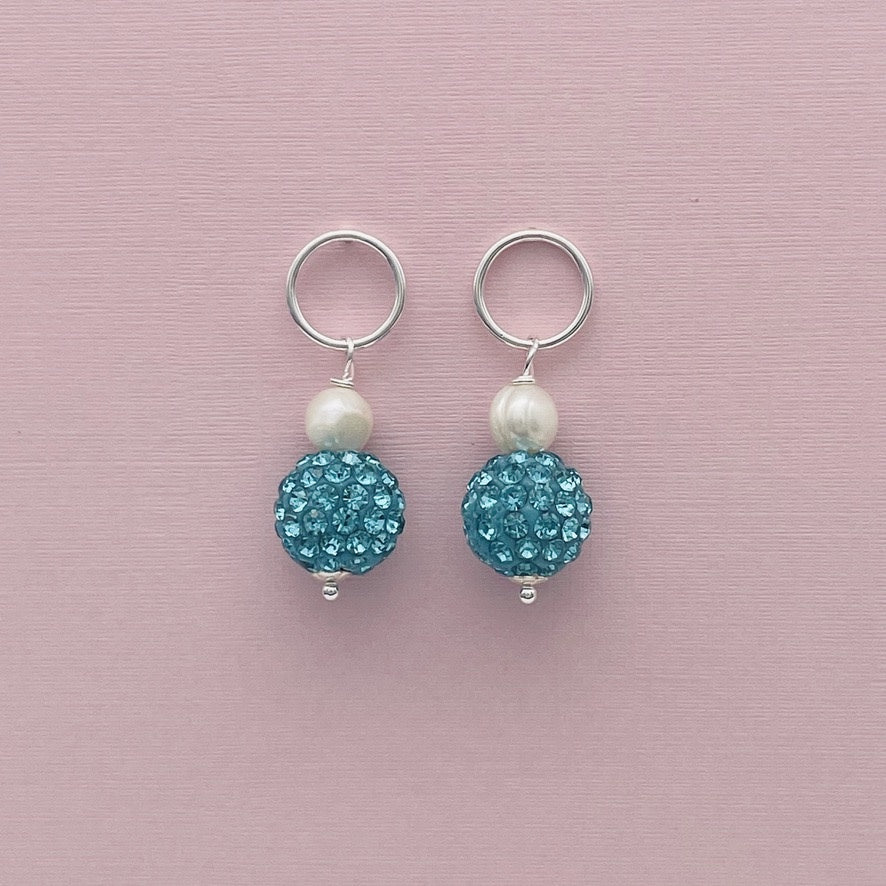 SH992   FW Pearls Earrings W/ Blue