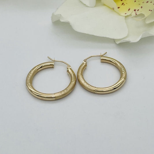 G-141 14K Gold 3mm.X 25mm. Hoops 1.62gr.