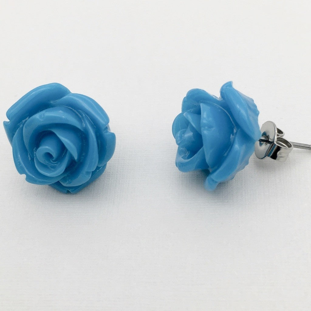 SS1039 15mm. Blue Flower Earrings