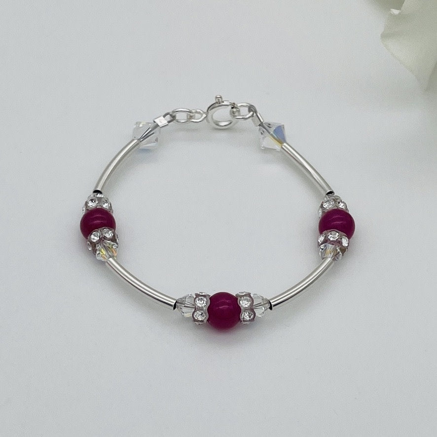 CH865BL Pink Agate Bracelet 5.5"