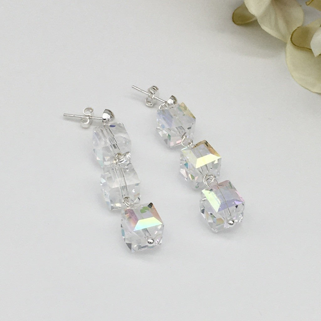 C1216ER  AB Cubes Earrings 2"