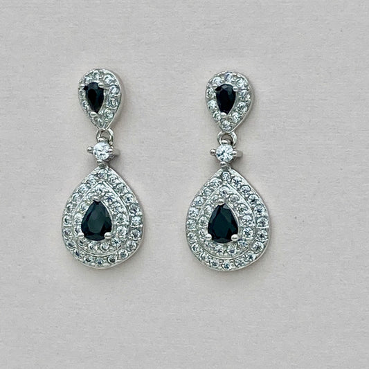 Z1468  Black Drop Earrings  20mm. x 5mm.