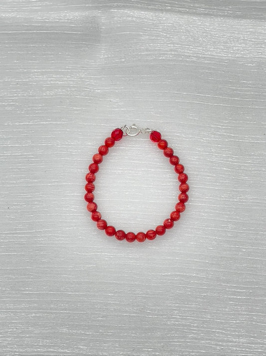 ST1445 Red dyed Bamboo Coral Bracelet 8"