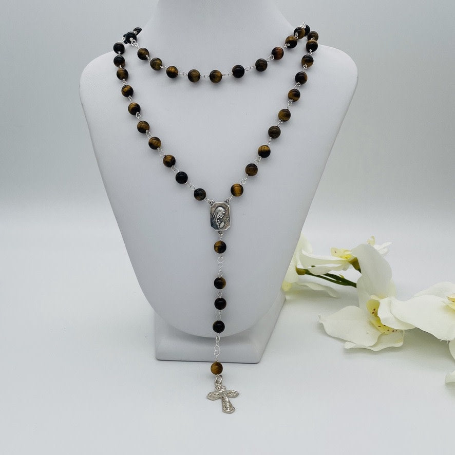 ST1539  28" Long   Tiger eye  Rosary