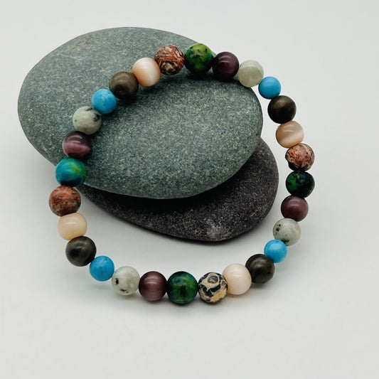 ST1848  Multi gemstone Bracelet  7"