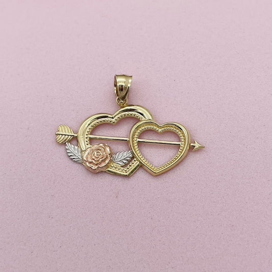 G243P 14K Gold heart Pendant 30x22mm.