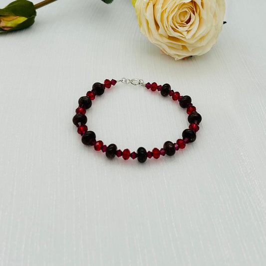 ST1837BL Garnet Bracelet  8"