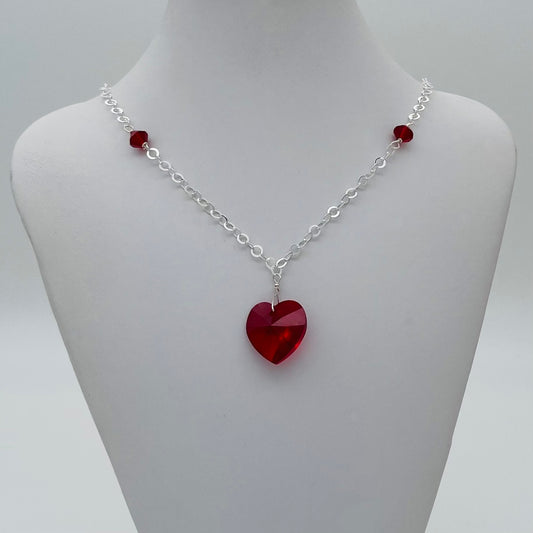 C1363NL Red Heart Necklace  18"