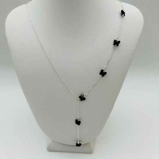 C1428NL Black Butterflies Necklace 19"