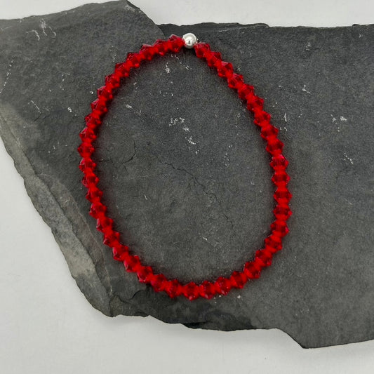 C1435 BL Red Crystals Bracelete  6.5"