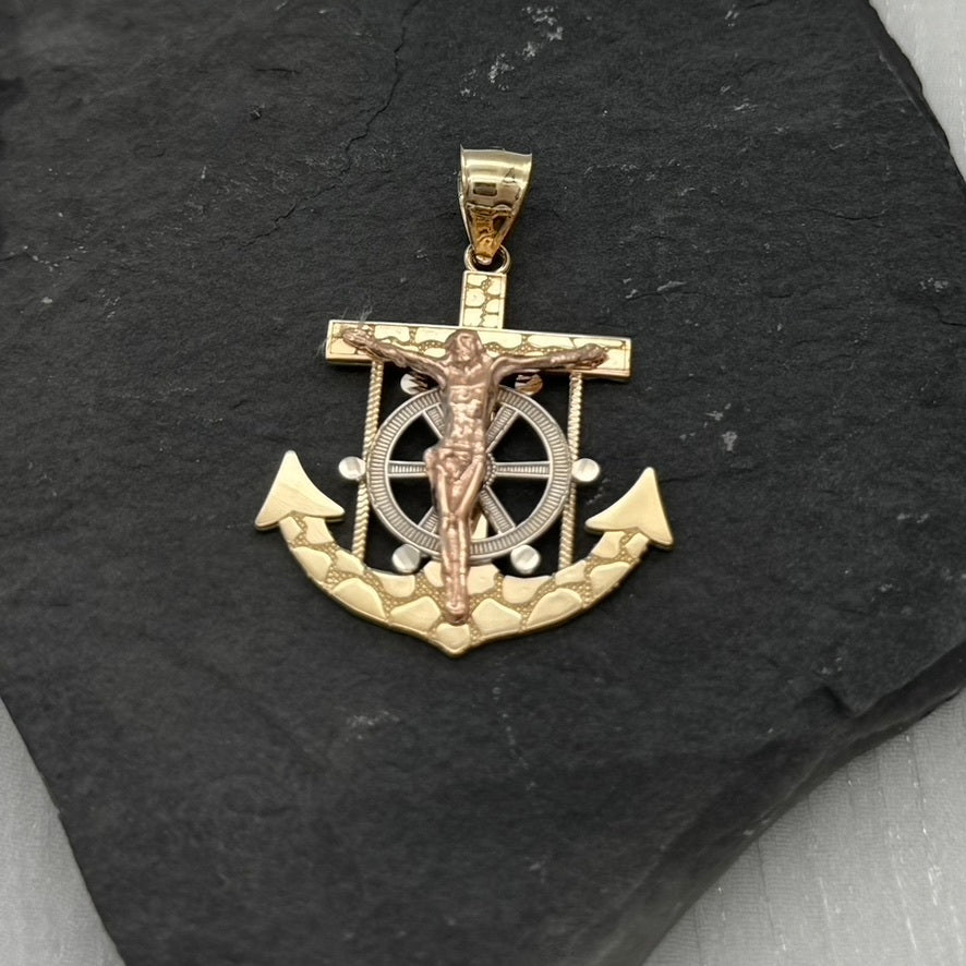 G12P 14K Gold 42x30mm Anchor Pendant