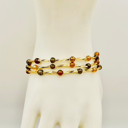 C1429BL Gold set Of 3 Bracelets  7"