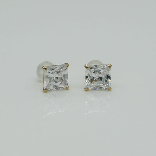 G38ER 14K Gold 5mm. Square Earrings