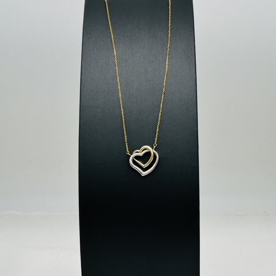 G357NL 14K Gold Double Hearts Necklace 18"