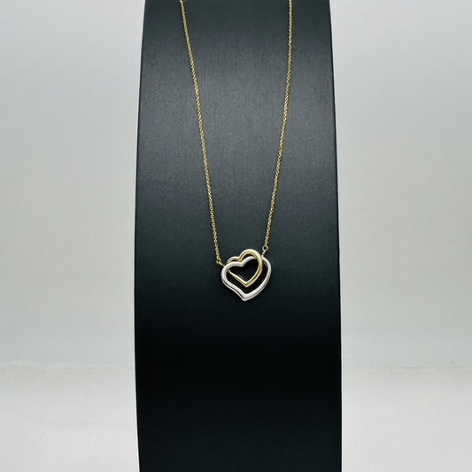 G357NL 14K Gold Double Hearts Necklace 18"