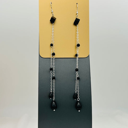 ST1919ER Onyx 6" Long Earrings