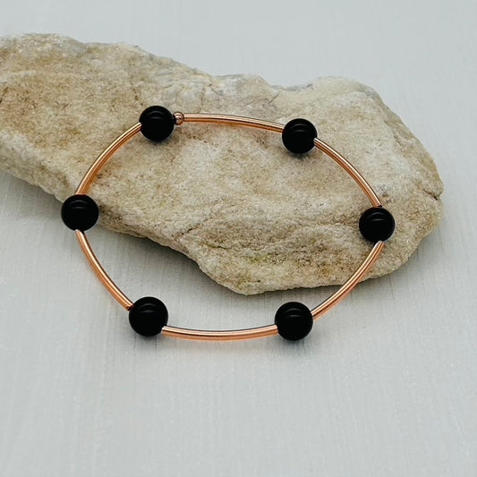 CO01BL Genuine Copper and Black Onyx 7.5"