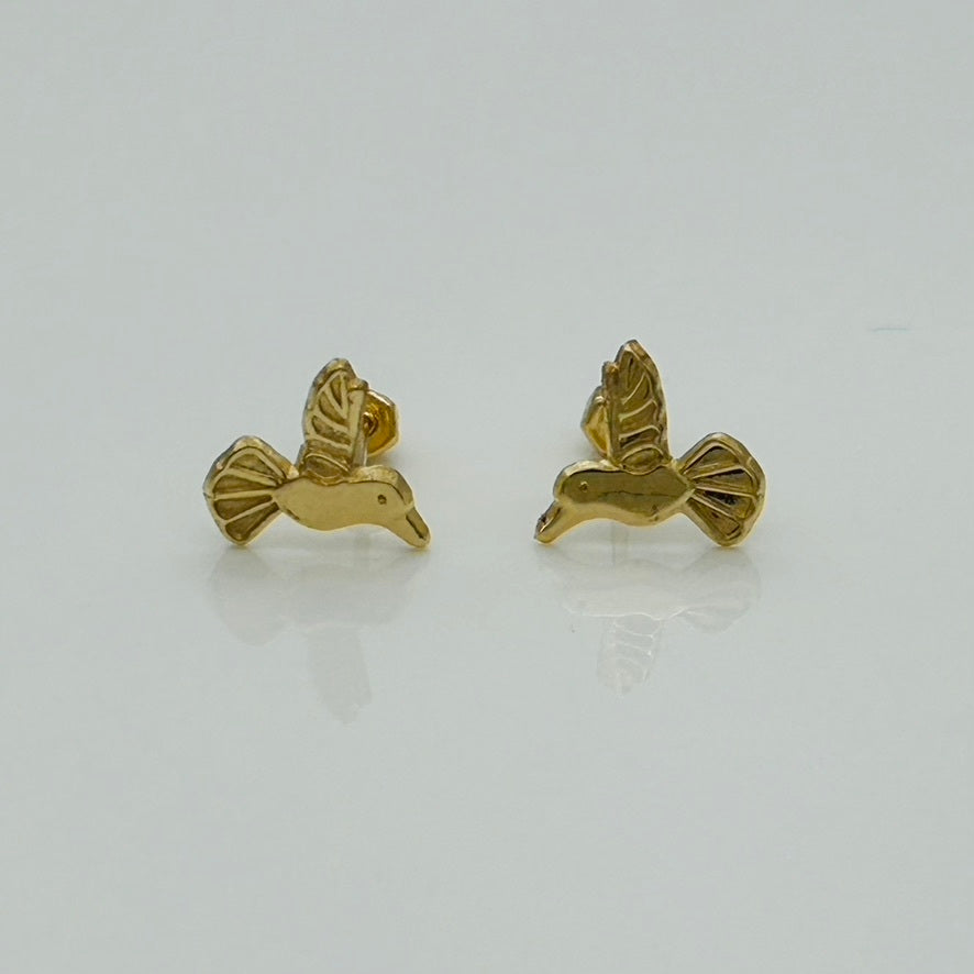 G369ER 14K Gold Humming Bird Earrings