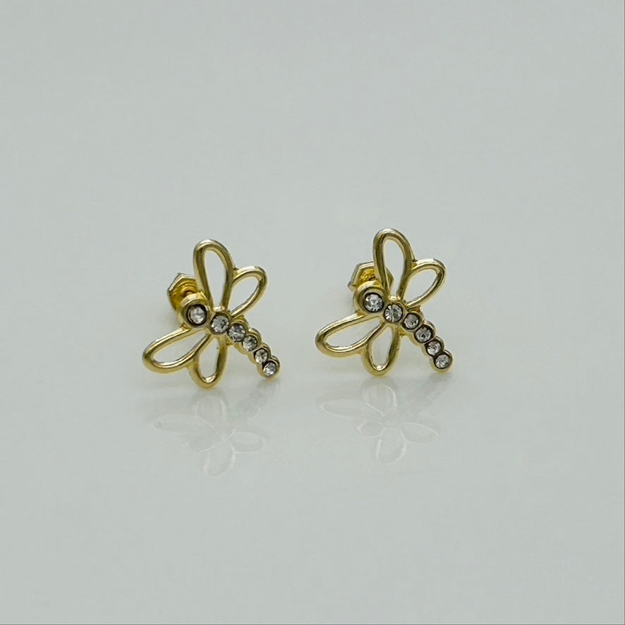 G368ER 14K Gold Dragonfly Earrings