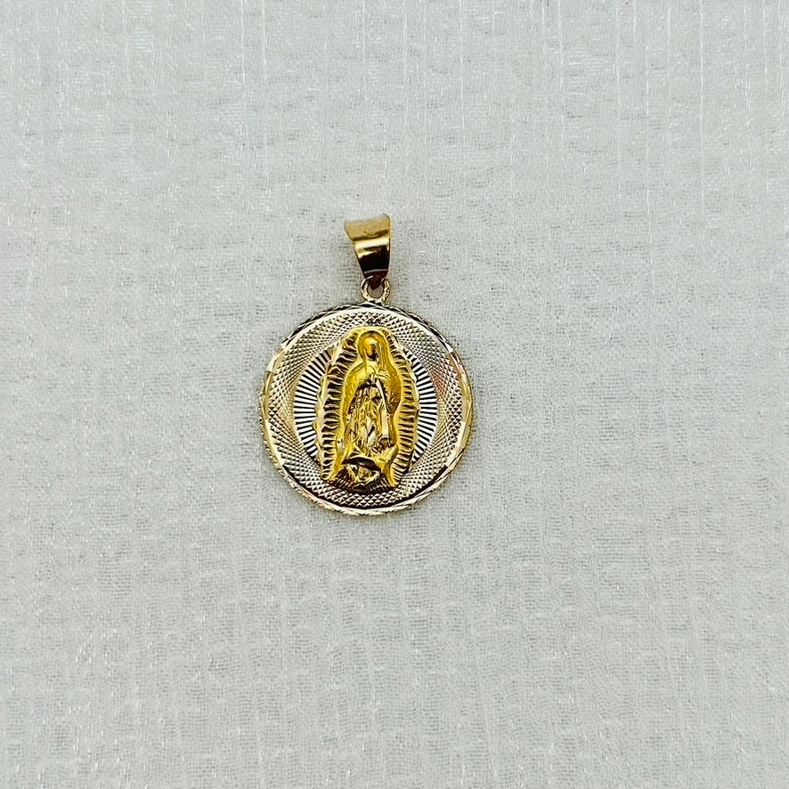 G372P 14K Gold Virgin Mary Pendant 28mmx 20mm