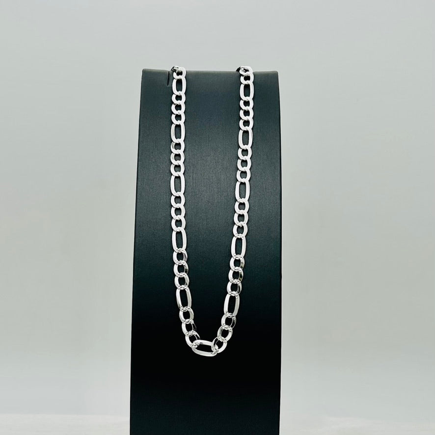 S1769CH Flat Figaro Pave Chain 7mm. x 26"