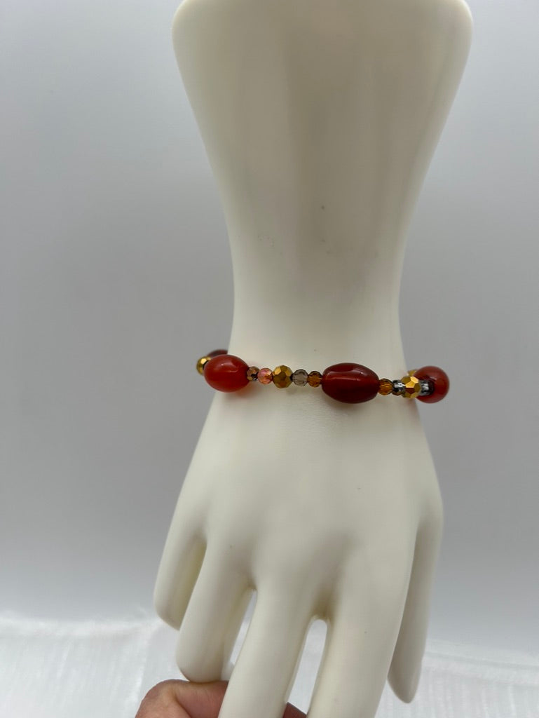 ST1506BL Red Agate Bracelet 7.5"