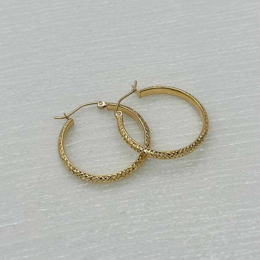 G297 14K Gold Hoops  2.8mmX18mm