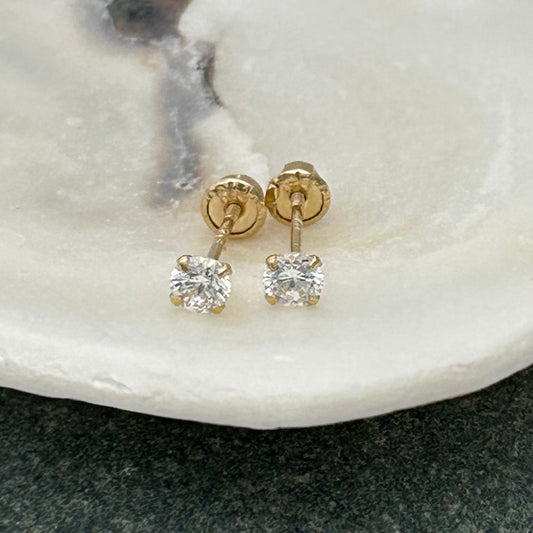 G116 14K Gold April Earrings 3mm.