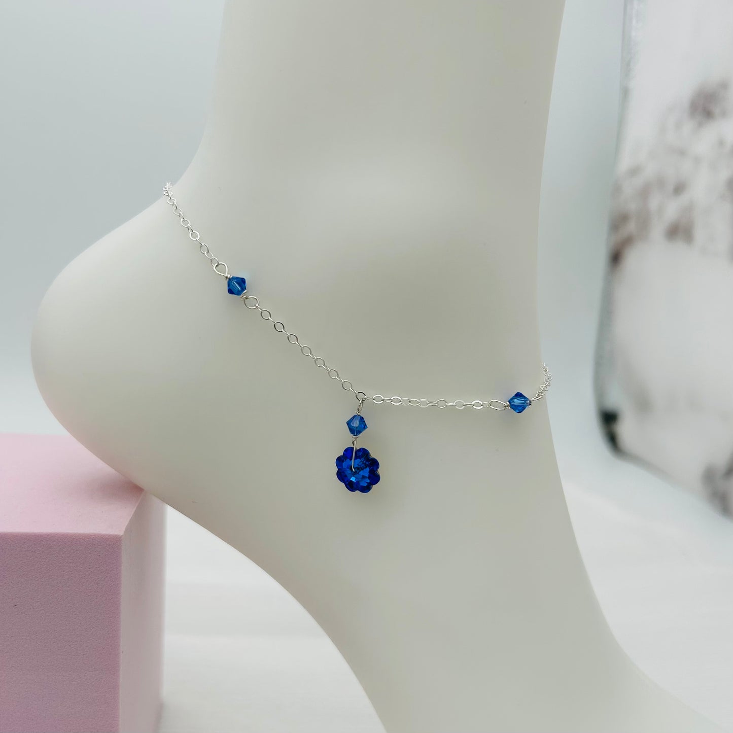 C1402 Blue Anklet 10"