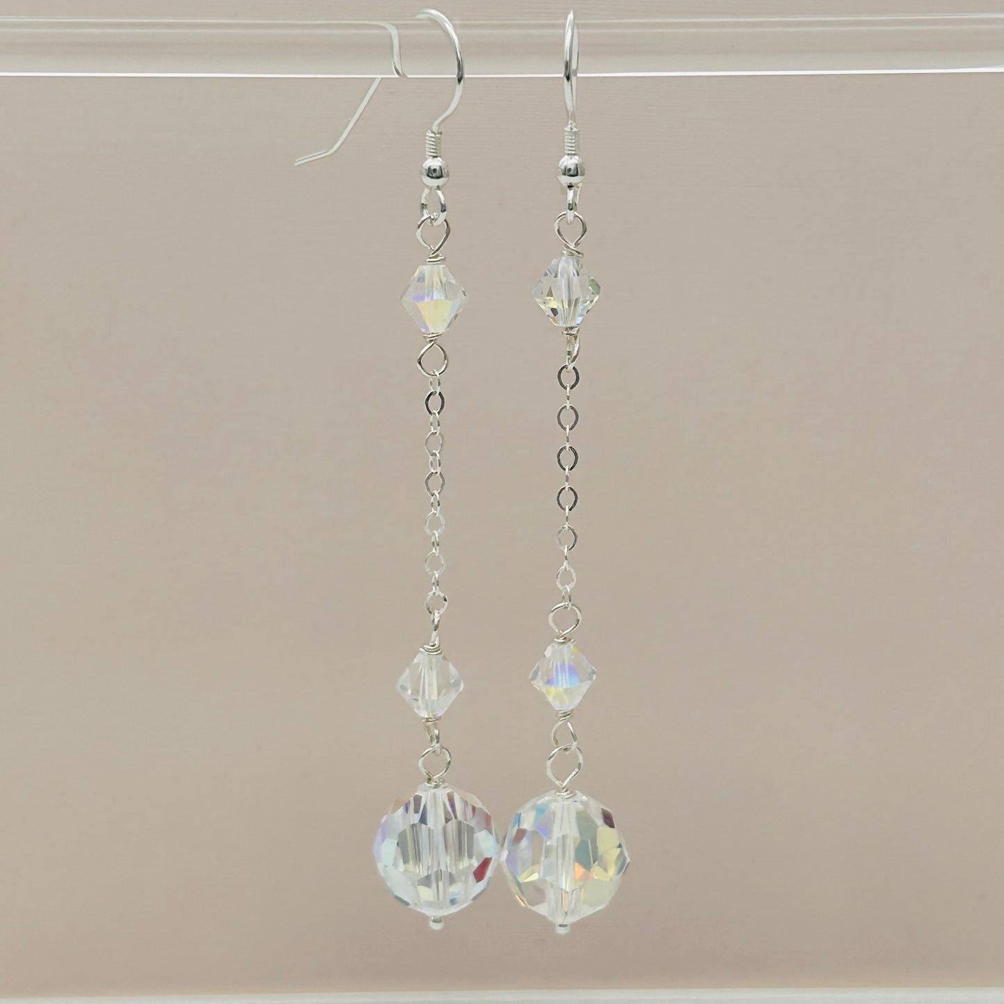 C960ER Clear AB Earrings 3"Long