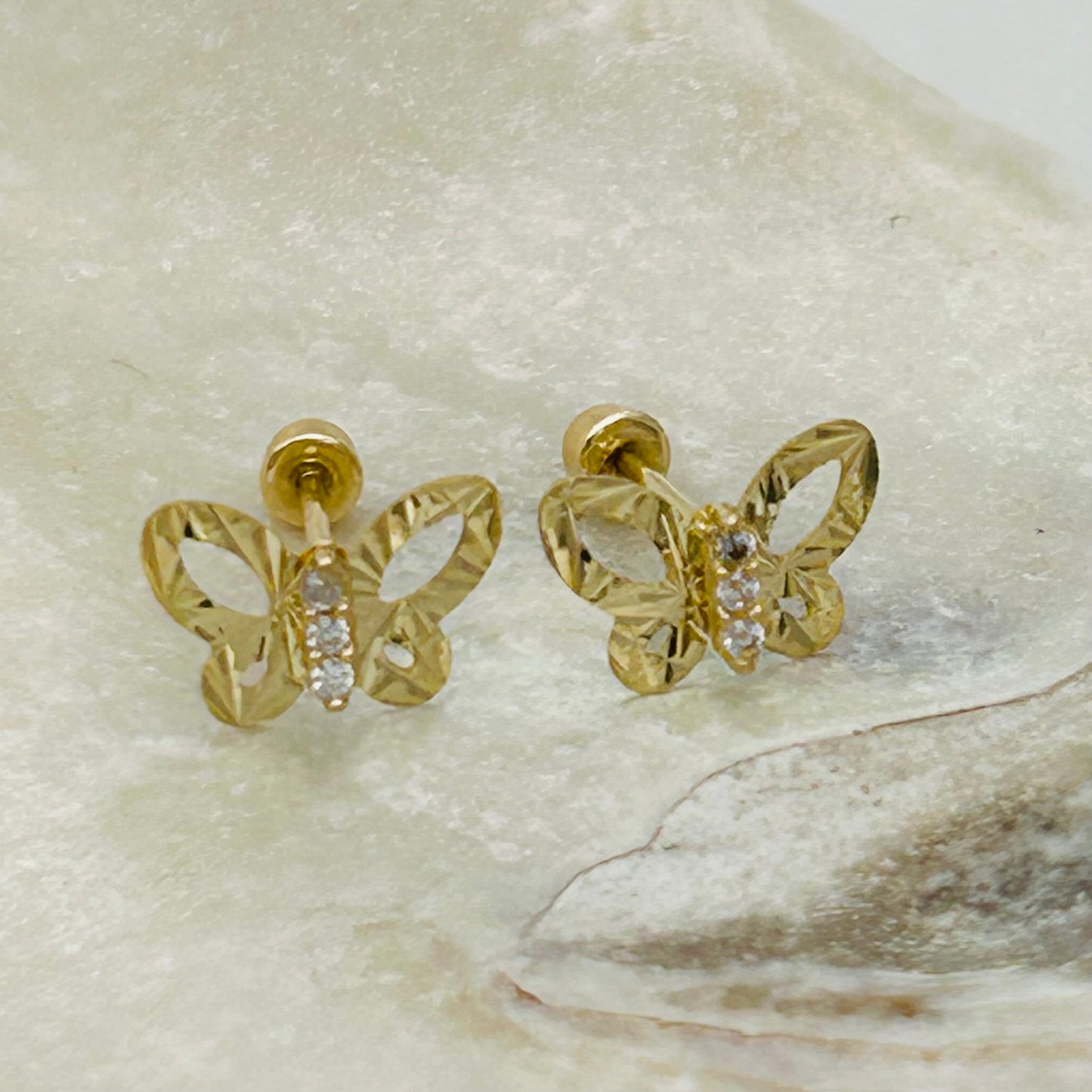 G321ER 14K Gold Butterfly Earrings