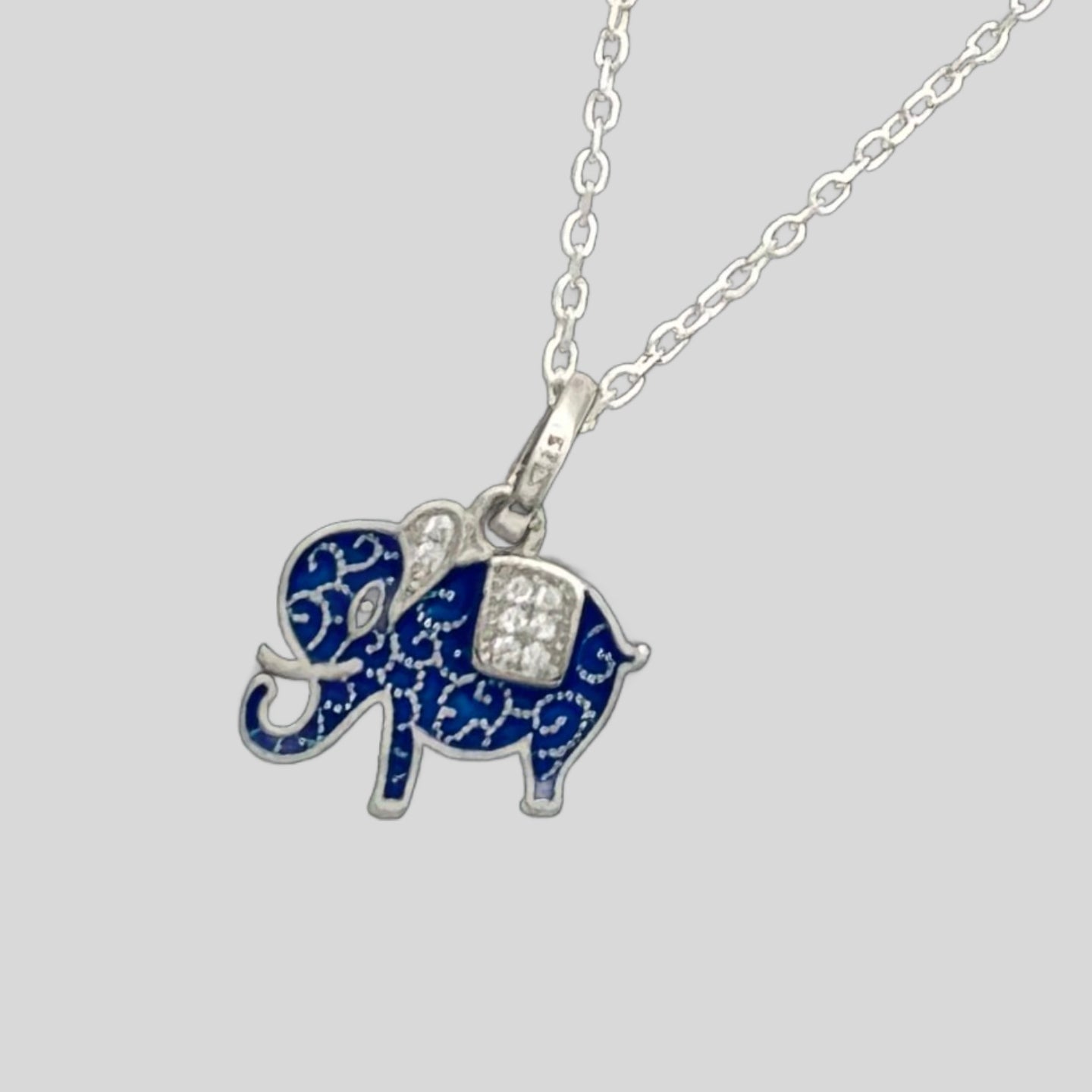 Z1561NL Blue Elephant Necklace 18"