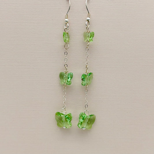 C1215ER Green Butterflies Earrings