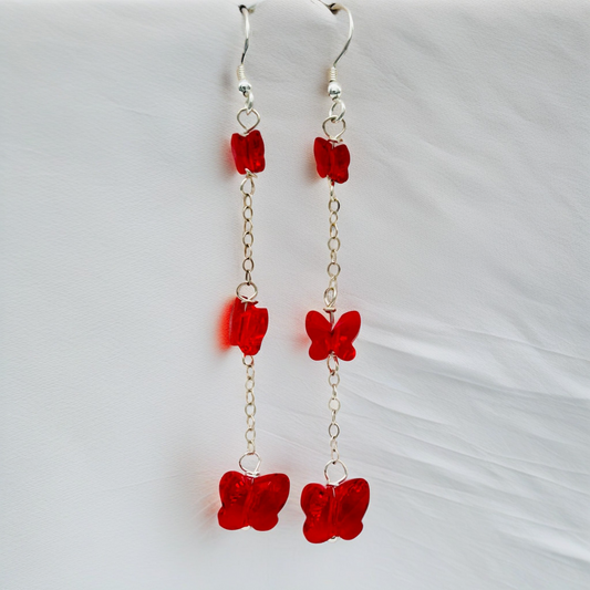 C1215ER Red Butterflies Earrings