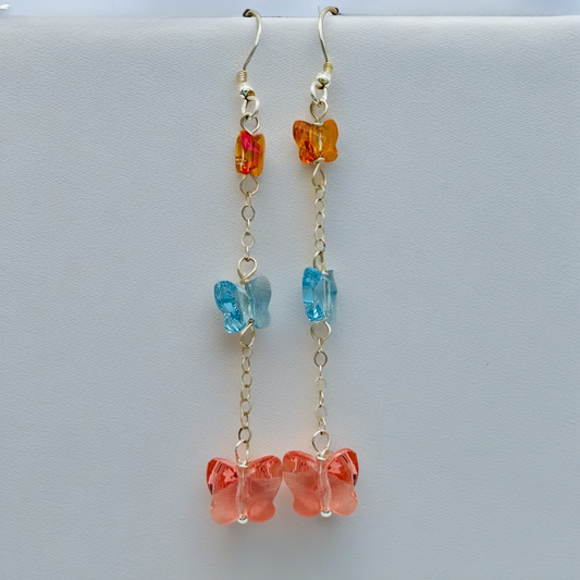 C1215ER Multicolor Butterflies Earrings