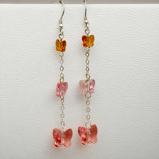 C1215 Pink Butterflies Earrings