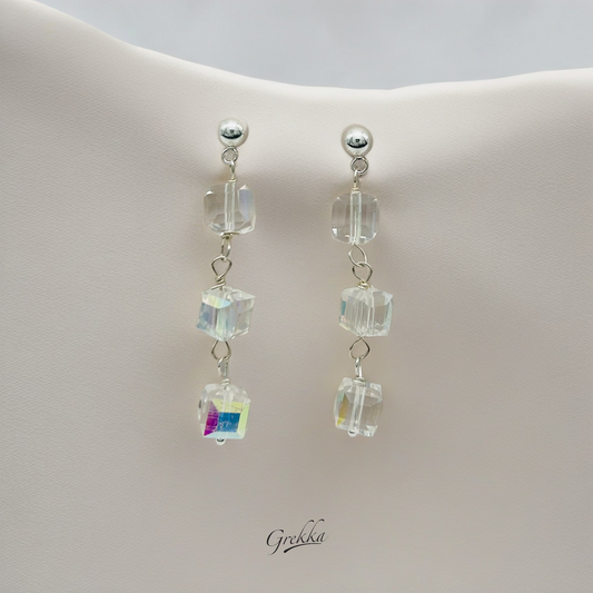 C1216ER  AB Cubes Earrings 2"