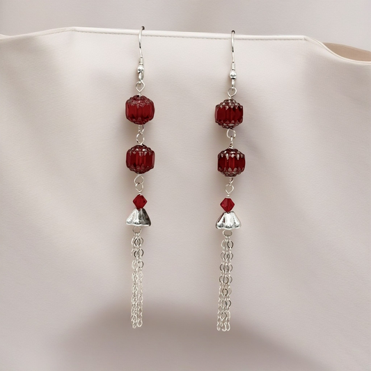 C1355ER Red Earrings 90mm.