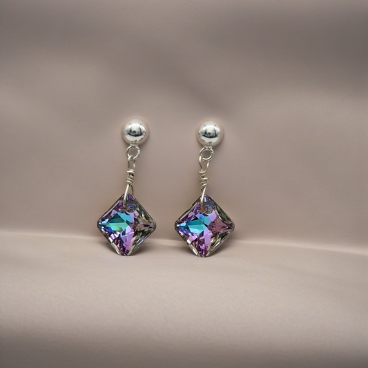 C1249ER  Vitrail Square Earrings