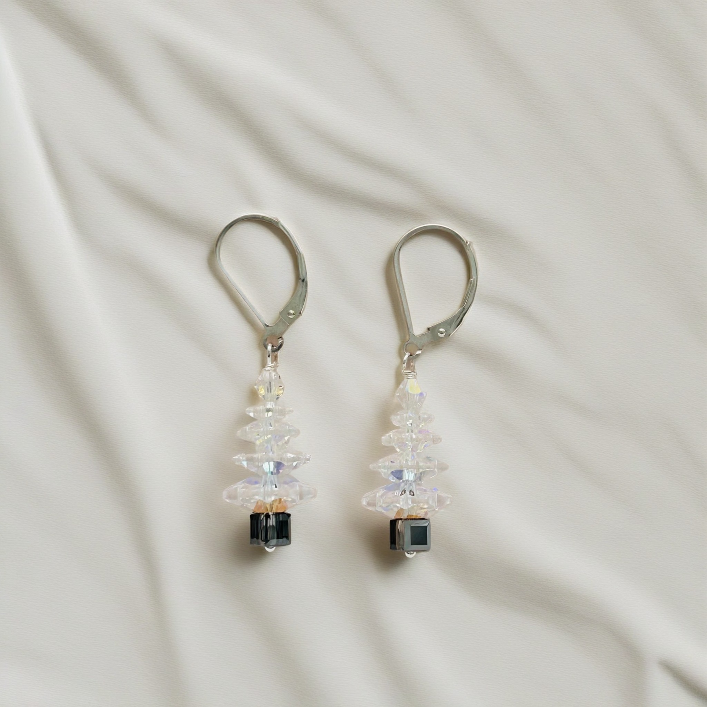 C1105ER Christmas Tree Clear Earrings