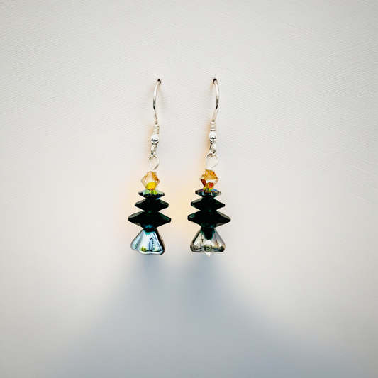 C1105ER Christmas Tree Green Earrings