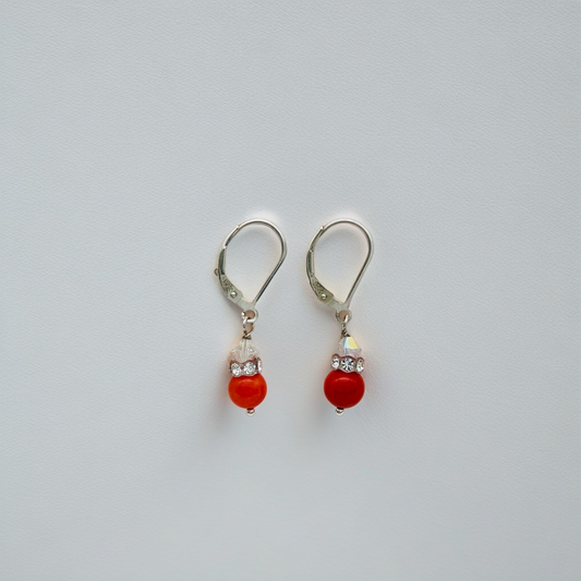 CH868ER Red Dyed Bamboo Coral Earrings