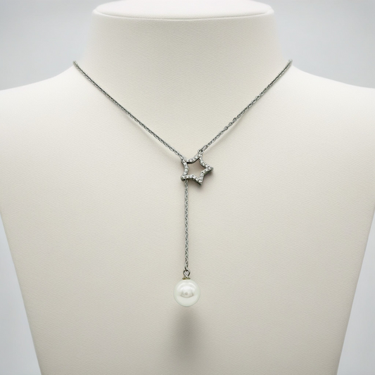 Z1446NL Star With Pearl Necklace 18"