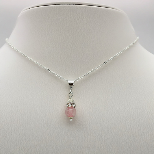 CH868 Rose Quartz Necklace 14"