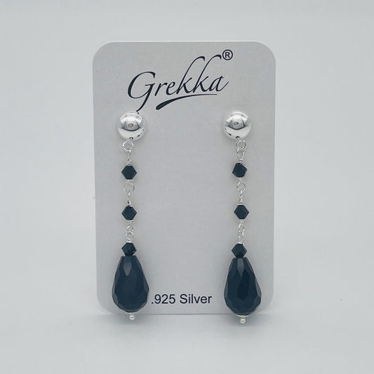 C1307  2" Black Earrings