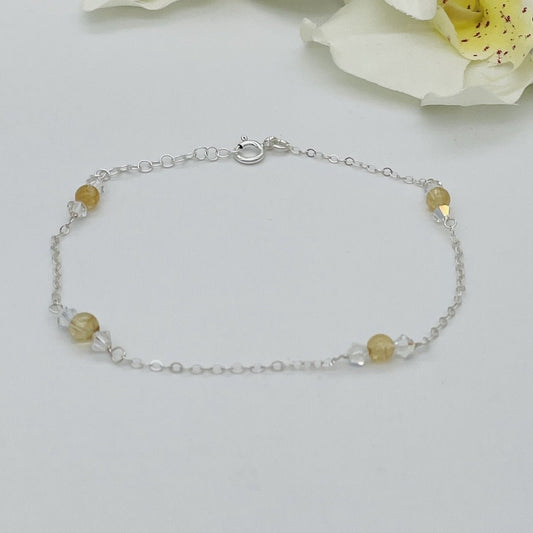 ST1375   Citrine Anklet 10"