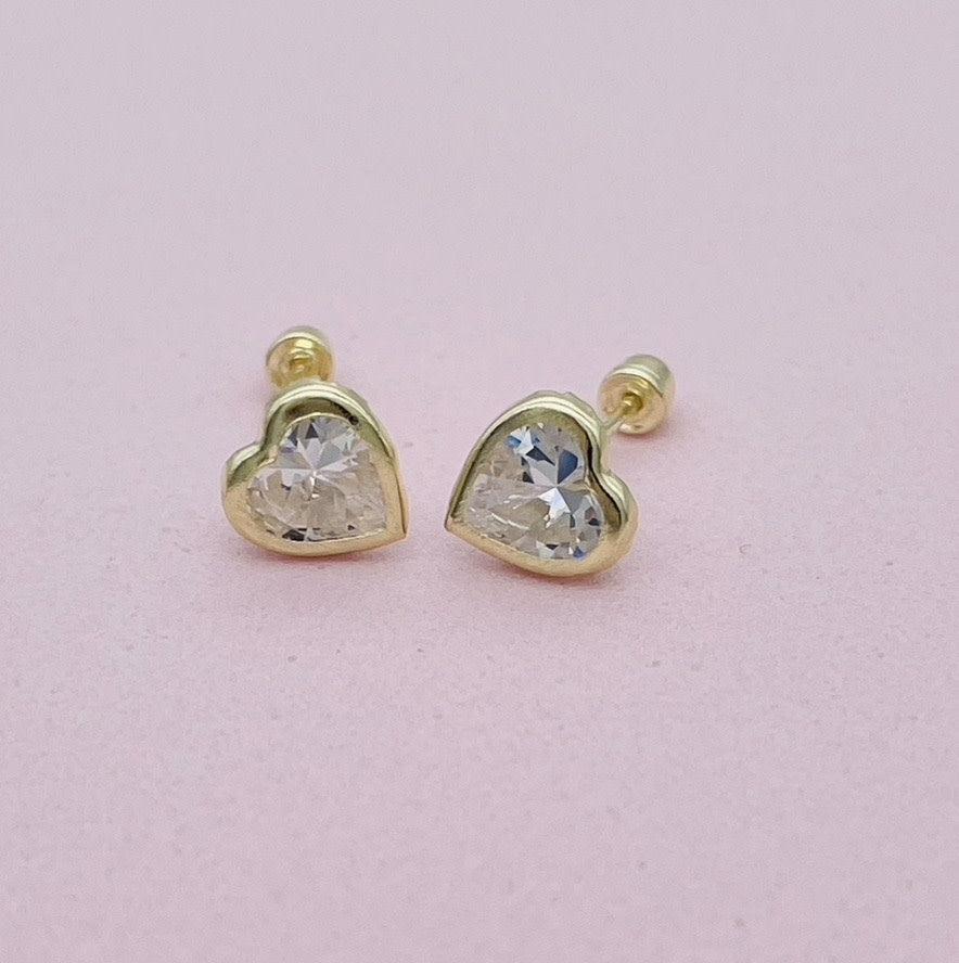 G149 14K Gold Heart Earrings 3mm