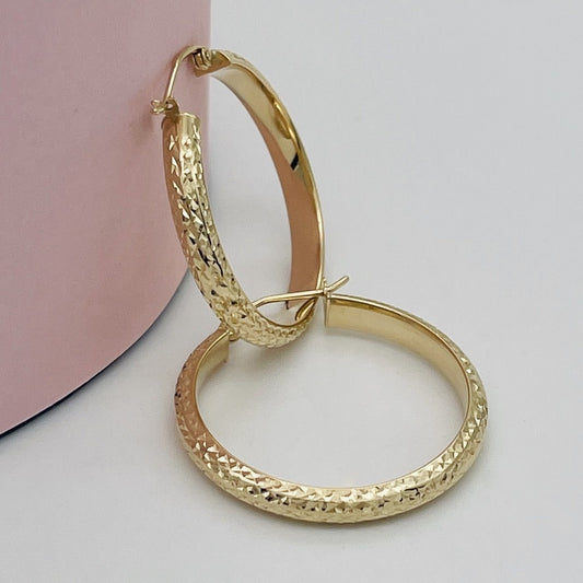 G-96  14K Gold  Hoops 28mmX3mm.  2.11gr